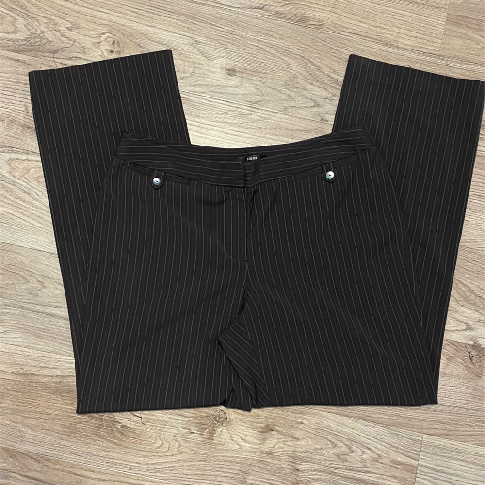 Style & CO. Black with white and gray Pin Strip Dress Pants. Size 14P.